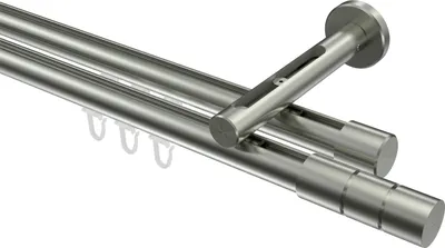 Produktbild von Interdeco Innenlaufstange / Gardinenstange mit Innenlauf Edelstahl-Optik, Typ Siteno Elanto (Rillenzylinder), 20 mm Ø 2-läufig, 240 cm