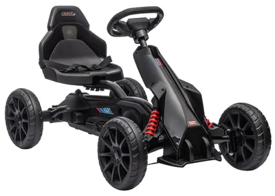 Image de Karting pour enfants - Karting à pédales - Siège réglable - Frein à main - 4 roues - Pour les enfants de 3 à 8 ans - Noir