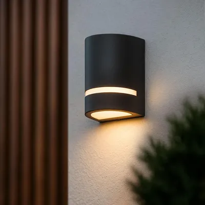Produktbild von Maxkomfort LED Außenwandleuchte Anthrazit Rund - IP44 Wetterfest – Downlight Wandlampe Außen – 1xGU10 Fassung – Aluminium Anthrazit