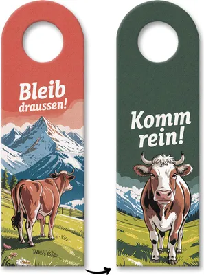 Produktbild von Bleib draussen Komm rein Alpine Kühe Türhänger