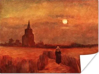 Produktbild von MuchoWow® Poster Der alte Turm auf den Feldern - Vincent van Gogh 160x120 cm - Foto Plakat