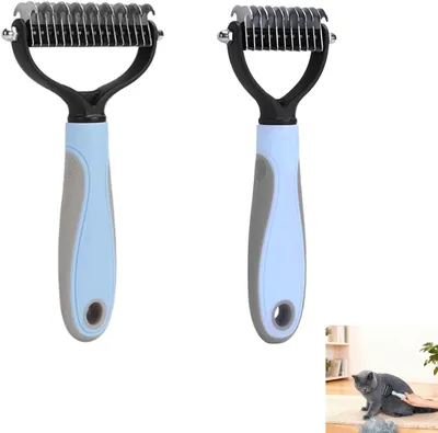 Produktbild von Hundehaarbürste Set, 2 Stück, Edelstahl, für Langhaar