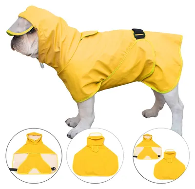 Produktbild von Hunderegenmantel mit transparenter Kapuze, Poncho-Regenjacke fuer kleine und mittelgrosse Hunde