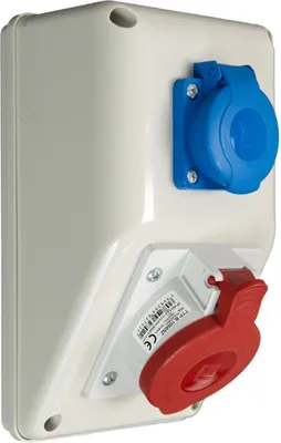 Produktbild von Kombi Wandsteckdose 5 polig CEE Schuko Steckdose 16A 400V IP44