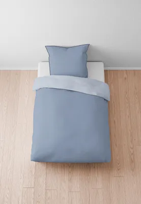 Produktbild von Biberna Mako-Satin Bettwäsche Feine Streifen Größe 135x200 cm 80x80 cm blau