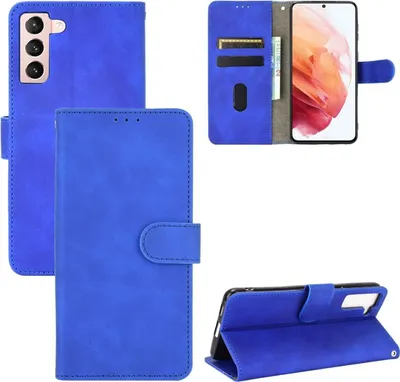 Produktbild von König Design Hülle kompatibel mit Samsung Galaxy S21 Kunstleder Handyhülle - Handy Case Blau