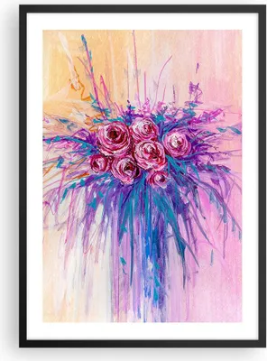 Produktbild von Gerahmtes Poster - Schwarzer Rahmen - Blumenstrauß Blumen Rosen - 50x70 cm - Wand Bild - Wanddeko - Wandbilder - Kunstposter - Wandposter - Bilderrahmen - Bilder - Kunstdruck - P2BPA50x70-4465