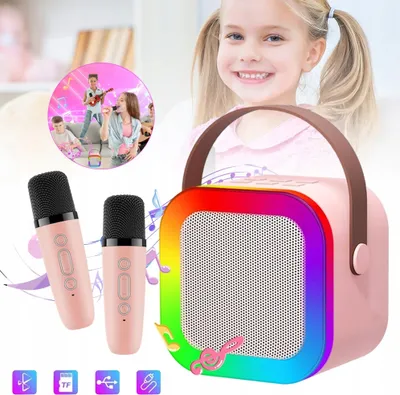 Zdjęcie produktu dla Przenośny Głośnik Bluetooth Z Mikrofonem I Efektami Led Do Karaoke Dla Dzieci