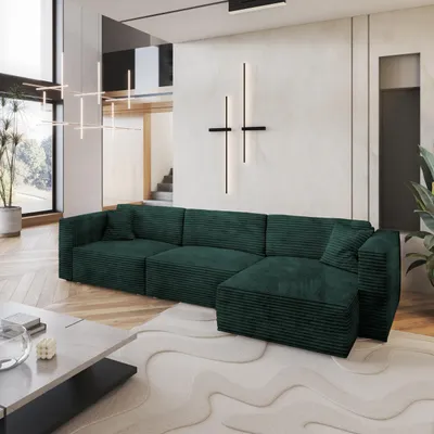 Produktbild von Masseno Ecksofa TOLMO mit Schlaffunktion L-Form, Sofa mit Bettkasten, Wohnzimmersofa, Couch, Soffa, Bettsofa, Couchgarnitur- Grün, TILIA 39