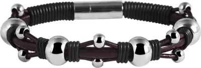 Produktbild von Akzent Geflochtenes Armband aus Echtleder und Edelstahl in silberfarbig