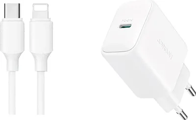 Zdjęcie produktu dla Ładowarka Joyroom JR-TCF20 sieciowa USB-C PD 20W - biała + kabel USB-C / Lightning 1m