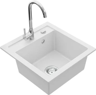 Produktbild von Mexen Vito 1-Becken-Granit-Spüle mit Mischbatterie Telma, Weiß - 6503-20-670200-00