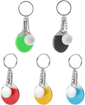 Productafbeelding van Sportieve sleutelhangers - Tafeltennis ringen - Tas decoratie - Mini racket design - 5 stuks - Multicolor
