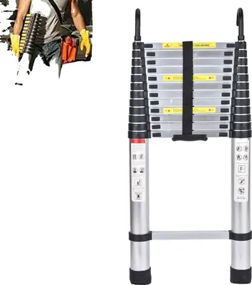 Productafbeelding van Telescoopladder met haak, uittrekbare hoogte 4,4 meter, 14 treden, 4,4 meter met haak, 4,4 miljoen