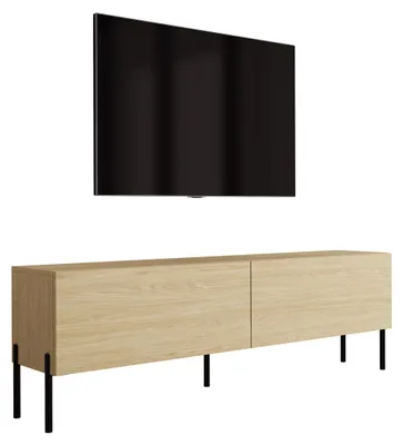 Zdjęcie produktu dla RTV stojak, nogi czarne, korpus z orzecha, olejowany, wymiary: 170 x 32 x 52 cm