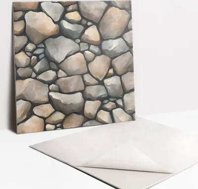 Produktbild von Fliesenaufkleber Set für Bad und Küche - 9 Fliesen Selbstklebend PVC - 30 x 30 - Steinwand