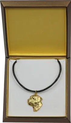Zdjęcie produktu dla Border Terrier - naszyjnik z psem w pudełku prezentowym, pozłacana zawieszka dla fana psów, efektowna biżuteria marki Art-Dog
