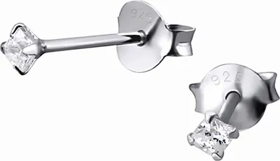 Produktbild von SilberDream Ohrstecker Damen Silber weiß Viereck Zirkonia Ohrringe 2mm SDO8501W