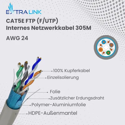 Produktbild von Extralink cat5e ftp (f/utp) intern | twisted pair | 305m