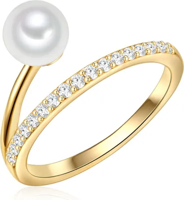 Produktbild von Valero Pearls Ring Sterling Silber Zirkonia Süßwasser-Zuchtperle 50100215 54