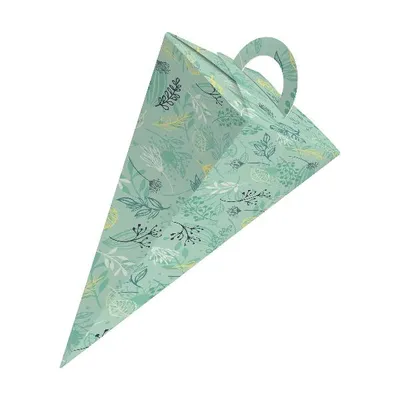 Produktbild von 10x itenga Geschenktüte Schultüte mit Griff 32 cm, Muster Pflanzen