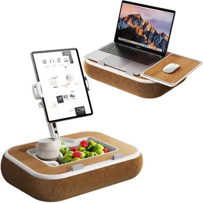 Produktbild von Tablethalter 13 Zoll, 360 Grad verstellbar, mit Snackschale, für Sofa