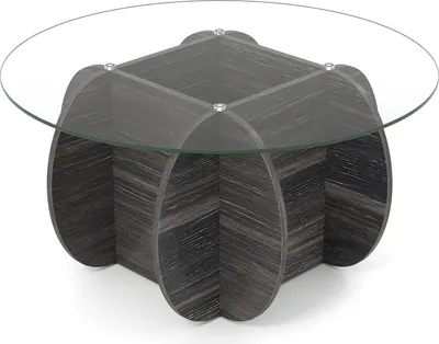Immagine prodotto di Tavolino rotondo, piano in vetro temperato, spazio nascosto