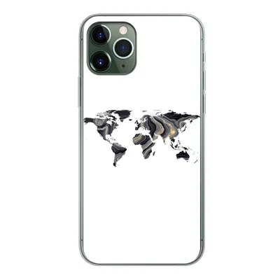 Produktbild von MuchoWow® Handyhülle Schutzhülle Hülle für iPhone 11 Pro Weltkarte - Gold - Linie Silikon Softcase Handy Hülle - Handy