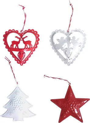 Produktbild von Metall-Weihnachtsdeko Herz Stern Tanne Christbaumschmuck Weihnachtsbaumschmuck, Variante:Tanne weiß