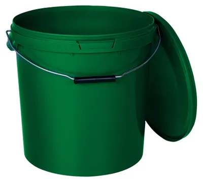 Zdjęcie produktu dla Wiadro BenBow z pokrywką 20L x1 Zielone - bezpieczne dla żywności, wytrzymałe, hermetyczne, szczelne, bezzapachowe - plastikowe wiadro z uchwytem - puste