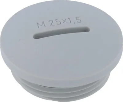Imagen del producto de Tapón ciego WISKA M25x1,5 KBR-M25, redondo, con ranura para destornillador, incluye junta tórica, fabricado en poliamida (PA), longitud de rosca: 8,0 mm - 1 unidad