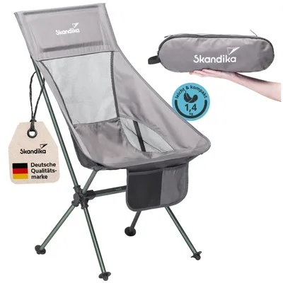 Produktbild von Skandika Campingstuhl Compact, schwarz, 150 kg, gepolsterte Rückenlehne, Cool-Mesh, Schutzteller, 45 cm Sitzhöhe