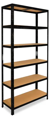 Image de shelfplaza BLACK 180x80x40 cm Étagère charges lourde en noir avec 6 étagères et une capacité de charge de 145 kg par étagère