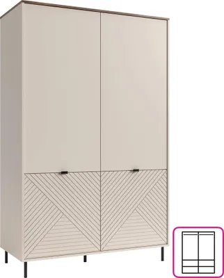 Obrázok produktu pre Kondela Štvordverová šatníková skriňa Eyco 4D - kašmír / dub castello
