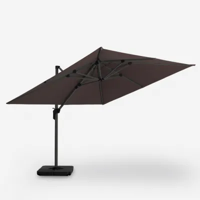 Produktbild von Ampelschirm Sonnenschirm 3x3 braun mit LED Solar Waikiki Light Brown