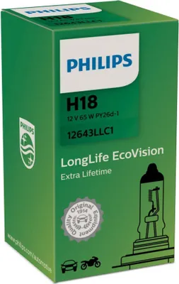 Zdjęcie produktu dla Philips H18 LongLife EcoVision 12V 65W PY26d-1 żarówka halogenowa 1szt