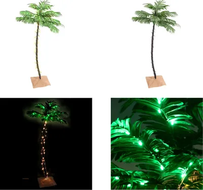 Produktbild von vidaXL Künstliche Palme mit 88 LEDs Warmweiß 150 cm - LED-Baum - LED-Bäume - Künstliche Palme - Künstliche Palmen