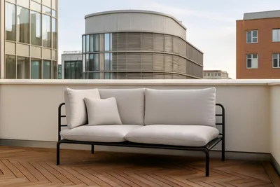 Produktbild von Garten Doppelliege Wenecja  2 Sitzer  Beige Grau  Metallgestell  Outdoor Liege