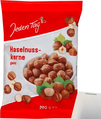 Produktbild von Jeden Tag Haselnusskerne ganz (200g Packung) + usy Block