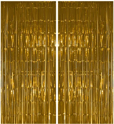 Produktbild von 2x Lametta Vorhang - gold - 91x244 cm