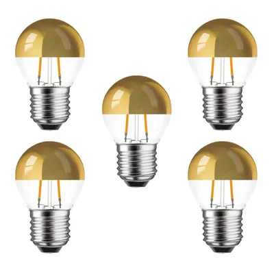 Produktbild von 5 x LED Filament Tropfen Leuchtmittel 2W = 25W E27 Kopfspiegel Gold Glühfaden extra Warmweiß 2200K
