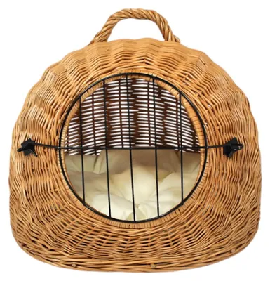 Image de Panier de transport en osier avec poignée et coussin