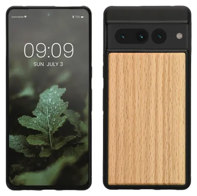 Produktbild von kwmobile Handyhülle für Google Pixel 7 Pro Hülle Holz - Case mit TPU Bumper - Stoßfestes Hardcase - Schutzhülle Cover in Hellbraun Braun