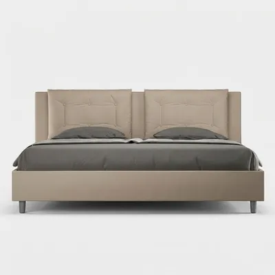 Image de ITYHOME - Lit avec sommier rembourré 160x200 similicuir taupe Annalisa