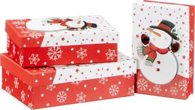 Produktbild von 3-tlg. Set Geschenkboxen Weihnachten in 3-D-Optik Geschenkkarton Weihnachten Weihnachtsgeschenkverpackung