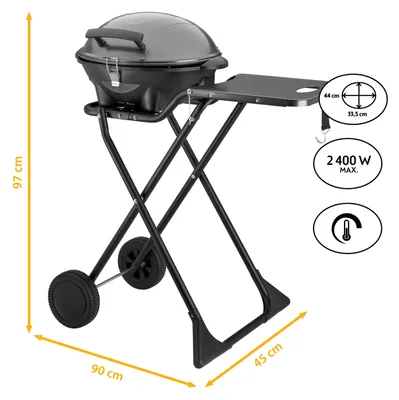 Produktbild von TZS First Austria - Elektrogrill 2in1 - 2400W - Trolley-Grill mit Thermometer - Klappbar