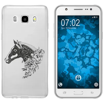 Produktbild von PhoneNatic Case kompatibel mit Samsung Galaxy J5 (2016) J510 Silikon-Hülle Floral Pferd M5-1