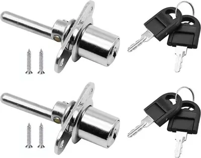 Produktbild von Stück Türschloss, Schublade mit Schlüssel, für Möbel, Kolbenschloss, Durchmesser 16 mm, Länge 61 mm (Silber)