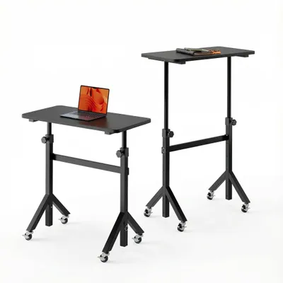 Produktbild von Verstellbarer Schreibtisch – 80 x 40 cm – Metall und Holz – Schwarz – Mobiler Laptop-Tisch