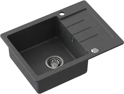 Obrázek produktu pro VBChome Umyvadlo Granit Black s baterií 60 x 44 cm Jednomísové vestavné umyvadlo se skvrnami Oboustranné sifonové umyvadlo